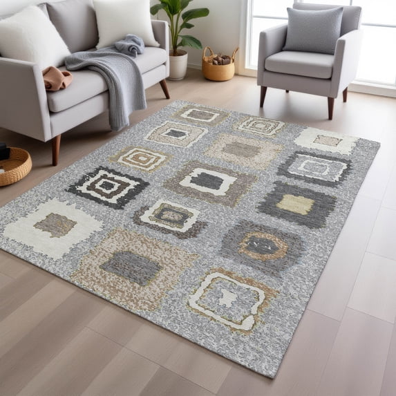 Addison Rugs Chantille Indoor/Outdoor Transitional Geometric Gray Machine Washable Rectangle Rug, 9' x 12'
