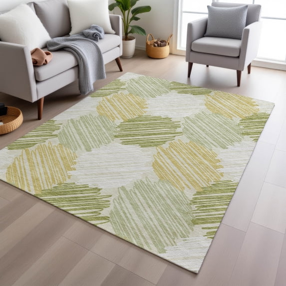 Addison Rugs Chantille Indoor/Outdoor Transitional Geometric Green Machine Washable Rectangle Rug, 10' x 14'