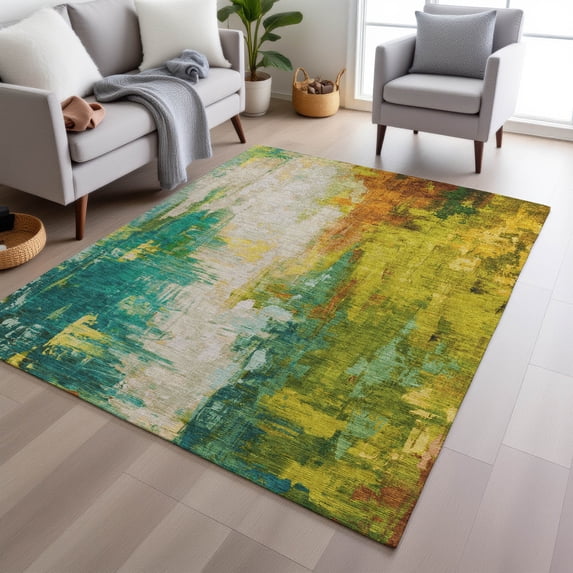Addison Rugs Chantille Indoor/Outdoor Transitional Abstract Green Machine Washable Rectangle Rug, 8' x 10'