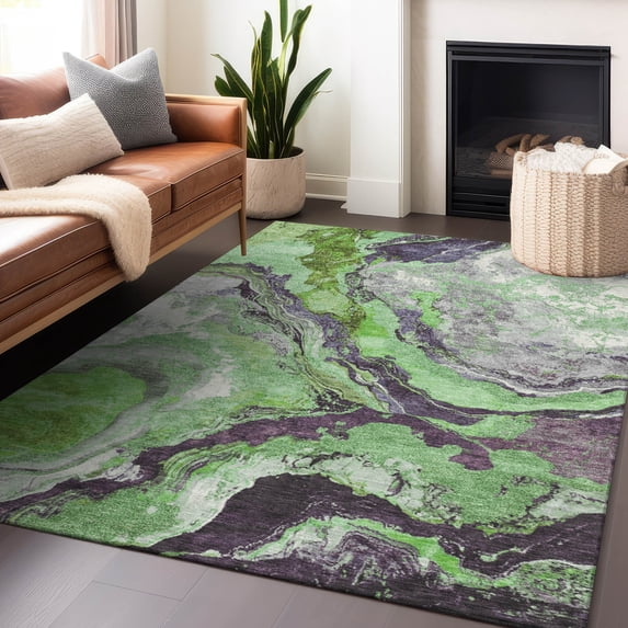 Addison Rugs Chantille Indoor/Outdoor Transitional Abstract Green Machine Washable Rectangle Rug, 8' x 10'