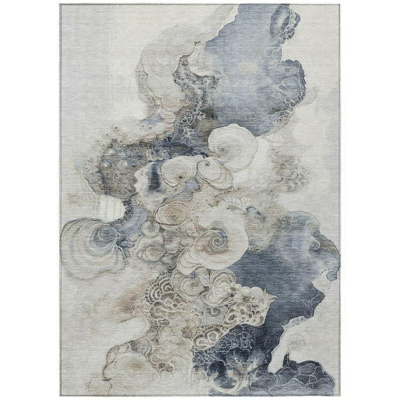 HomeRoots 623137 10 x 14 ft. Ivory & Taupe Abstract Washable Transitional Indoor & Outdoor Rectangle Area Rug