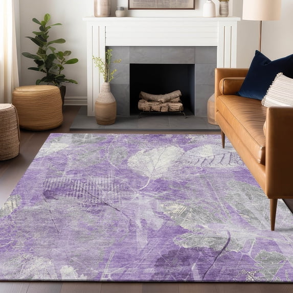 Addison Rugs Chantille Indoor/Outdoor Transitional Floral Lavender Machine Washable Rectangle Rug, 10' x 14'