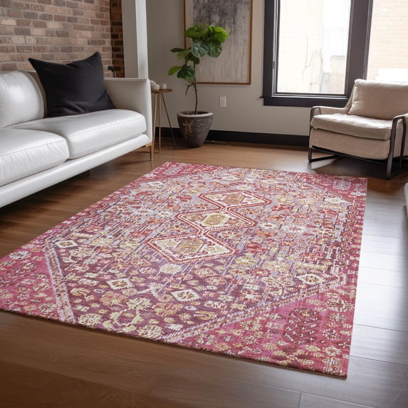 Addison Rugs Chantille Indoor/Outdoor Transitional Aztec Merlot Machine Washable Rectangle Rug, 5' x 7'6"