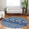 thumbnail image 1 of Addison Rugs Chantille Indoor/Outdoor Transitional Aztec Navy Machine Washable Round Rug, 8' x 8', 1 of 7