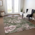 thumbnail image 1 of Addison Rugs Chantille Indoor/Outdoor Transitional Floral Olive Machine Washable Rectangle Rug, 5' x 7'6", 1 of 8