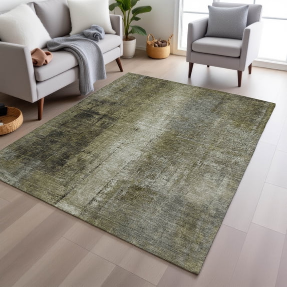 Addison Rugs Chantille Indoor/Outdoor Transitional Abstract Olive Machine Washable Rectangle Rug, 8' x 10'
