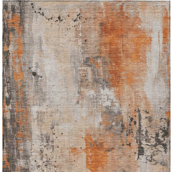 HomeRoots 622394 9 x 12 ft. Orange & Gray Abstract Washable Transitional Indoor & Outdoor Rectangle Area Rug