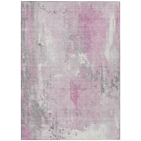 HomeRoots 622401 10 x 14 ft. Pink & Gray Abstract Washable Transitional Indoor & Outdoor Rectangle Area Rug