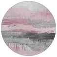 thumbnail image 1 of HomeRoots 623799 8 ft. Pink & Charcoal Abstract Washable Transitional Indoor & Outdoor Round Area Rug, 1 of 9