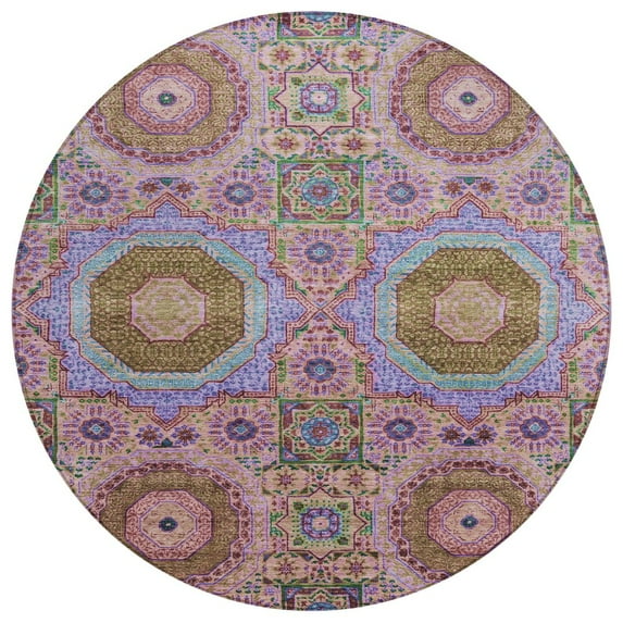 Dalyn Rugs Machine Washable Indoor/Outdoor Chantille Pink 8' x 8' Round Rug