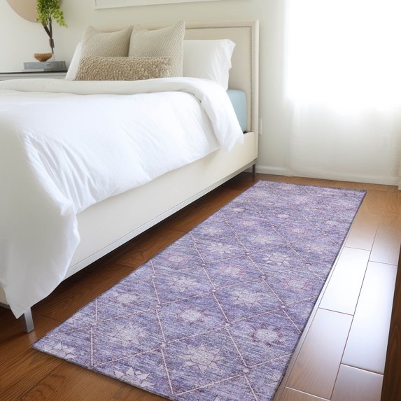 Addison Rugs Chantille Indoor/Outdoor Transitional Lattice Purple Machine Washable Runner Rug, 2'3" x 7'6"