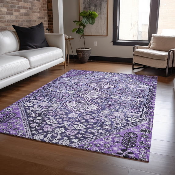 Addison Rugs Chantille Indoor/Outdoor Transitional Aztec Purple Machine Washable Rectangle Rug, 3' x 5'