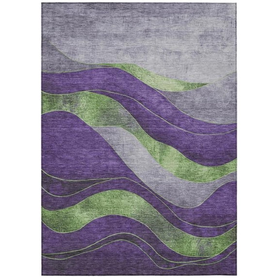 HomeRoots 624834 5 x 8 ft. Purple & Green Abstract Washable Transitional Indoor & Outdoor Rectangle Area Rug
