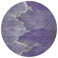 thumbnail image 1 of HomeRoots 624721 8 ft. Purple & Beige Abstract Washable Transitional Indoor & Outdoor Round Area Rug, 1 of 4