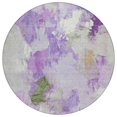 thumbnail image 1 of HomeRoots 625621 8 ft. Purple & Green Abstract Washable Transitional Indoor & Outdoor Round Area Rug, 1 of 2