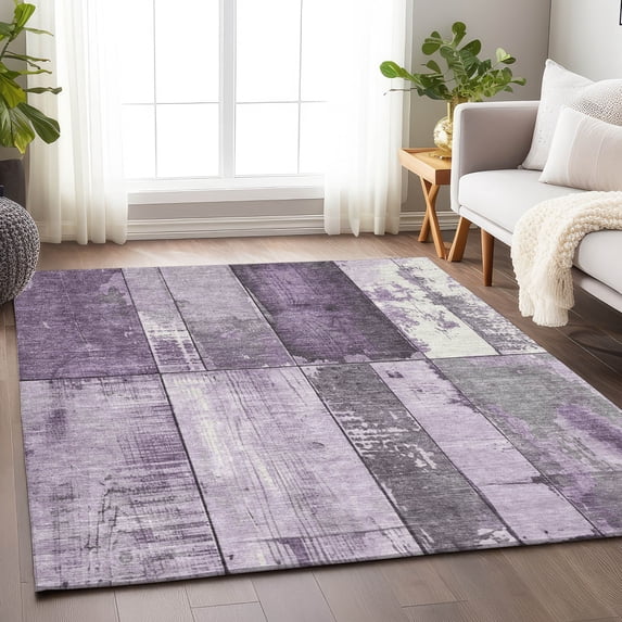 HomeRoots 623669 9 x 12 ft. Purple & Gray Geometric Washable Transitional Indoor & Outdoor Rectangle Area Rug