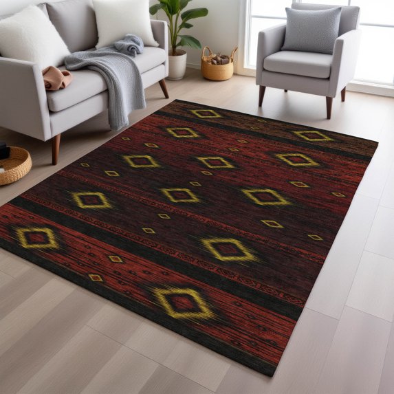 Addison Rugs Chantille Indoor/Outdoor Transitional Tribal Red Machine Washable Rectangle Rug, 3' x 5'