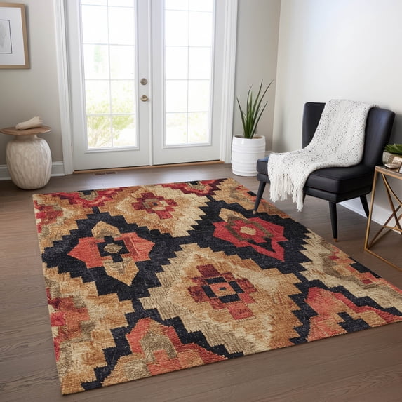 Addison Rugs Chantille Indoor/Outdoor Transitional Aztec Rust Machine Washable Rectangle Rug, 5' x 7'6"