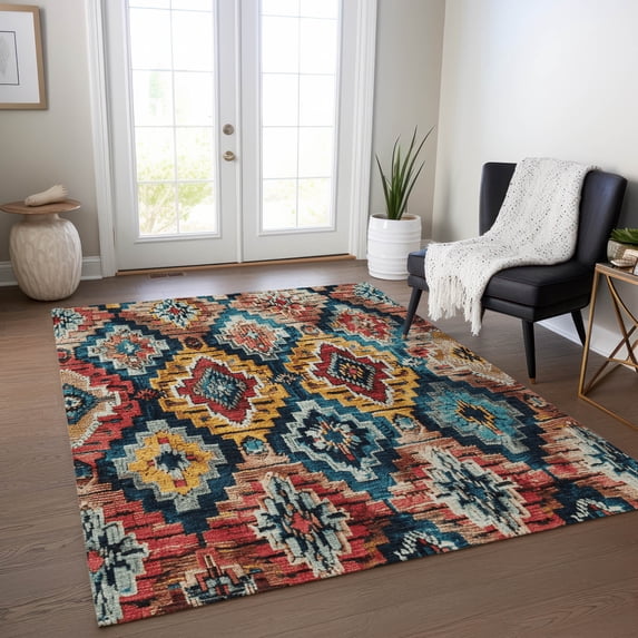 Addison Rugs Chantille Indoor/Outdoor Transitional Aztec Rust Machine Washable Rectangle Rug, 8' x 10'