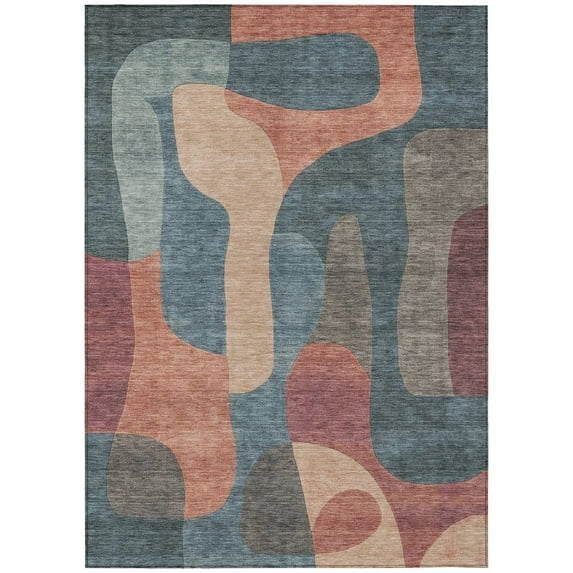 HomeRoots 623311 10 x 14 ft. Sage & Pale Aqua Abstract Washable Transitional Indoor & Outdoor Rectangle Area Rug