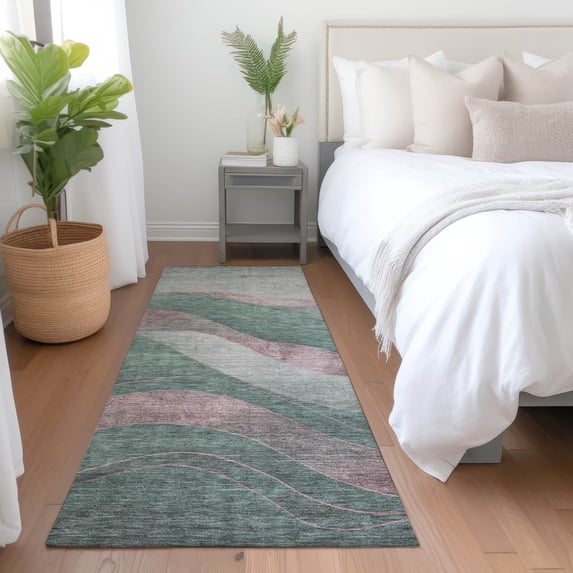 Addison Rugs Chantille Indoor/Outdoor Transitional Swirls Sage Machine Washable Runner Rug, 2'3" x 7'6"