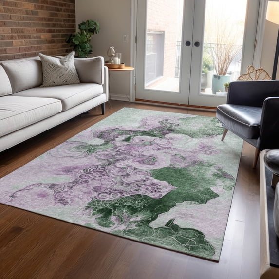 Addison Rugs Chantille Indoor/Outdoor Transitional Abstract Sage Machine Washable Rectangle Rug, 5' x 7'6"