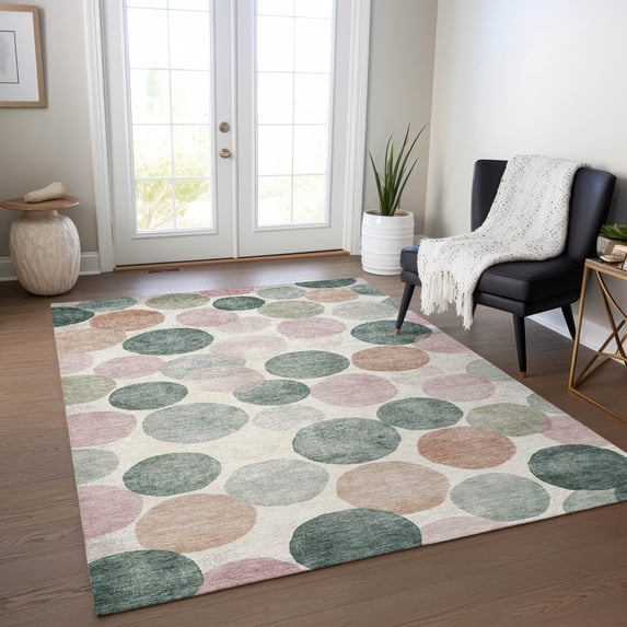 Addison Rugs Chantille Indoor/Outdoor Transitional Geometric Salmon Machine Washable Rectangle Rug, 8' x 10'
