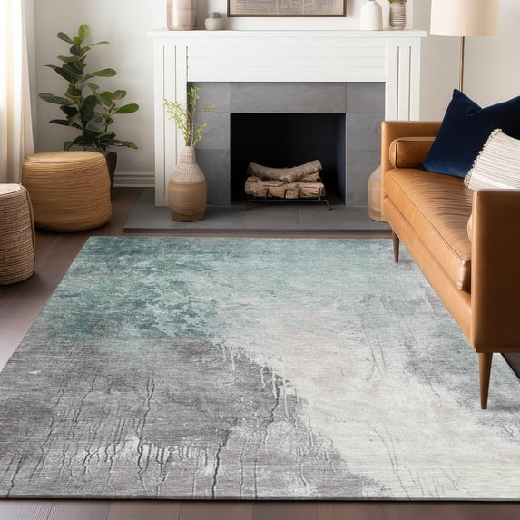 Addison Rugs Chantille Indoor/Outdoor Transitional Abstract Seafoam Machine Washable Rectangle Rug, 8' x 10'