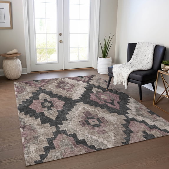 Addison Rugs Chantille Indoor/Outdoor Transitional Aztec Taupe Machine Washable Rectangle Rug, 5' x 7'6"