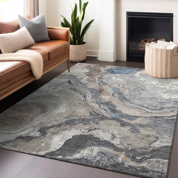 Addison Rugs Chantille Indoor/Outdoor Transitional Abstract Taupe Machine Washable Rectangle Rug, 5' x 7'6"