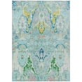 thumbnail image 1 of HomeRoots 626307 10 x 14 ft. Teal Blue Yellow & Green Floral Washable Transitional Indoor & Outdoor Rectangle Area Rug, 1 of 9