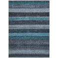 thumbnail image 1 of HomeRoots 623251 10 x 14 ft. Teal, Blue & Gray Striped Washable Transitional Indoor & Outdoor Rectangle Area Rug, 1 of 9