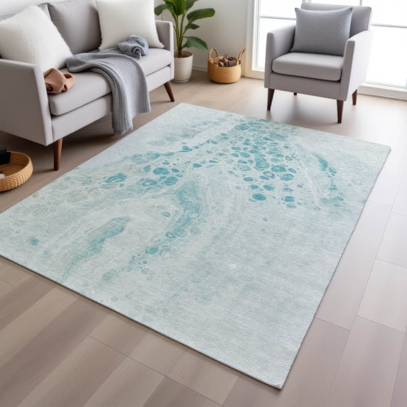 Addison Rugs Chantille Indoor/Outdoor Transitional Abstract Teal Machine Washable Rectangle Rug, 10' x 14'