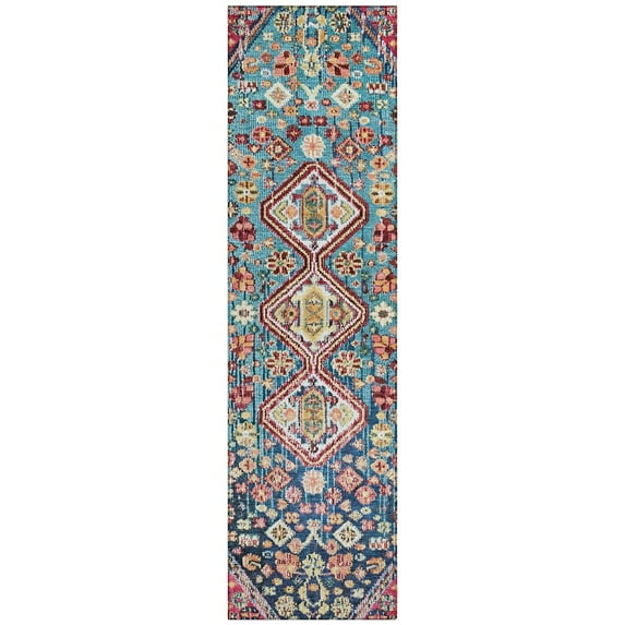 Dalyn Rugs Machine Washable Indoor/Outdoor Chantille Teal 2'3" x 7'6" Runner Rug