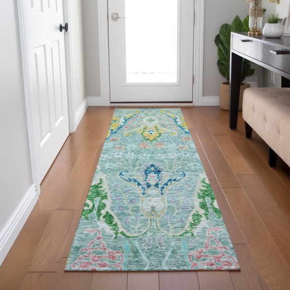 Addison Rugs Chantille Indoor/Outdoor Transitional Modern Teal Machine Washable Runner Rug, 2'3" x 7'6"