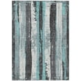 thumbnail image 1 of HomeRoots 623498 5 x 8 ft. Teal, Blue & Gray Striped Washable Transitional Indoor & Outdoor Rectangle Area Rug, 1 of 9