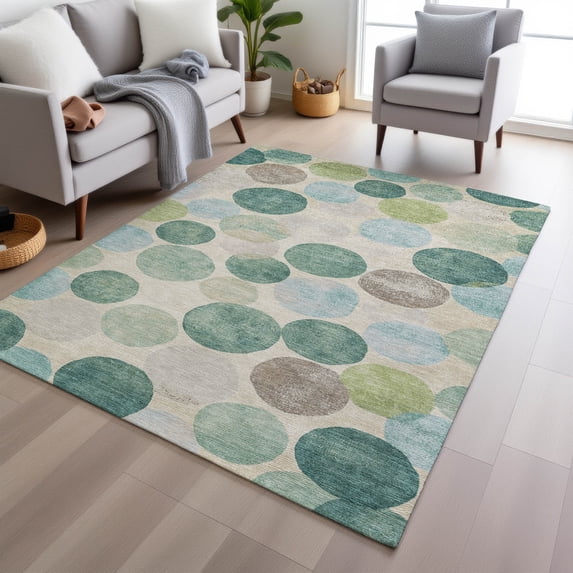 Addison Rugs Chantille Indoor/Outdoor Transitional Geometric Teal Machine Washable Rectangle Rug, 8' x 10'