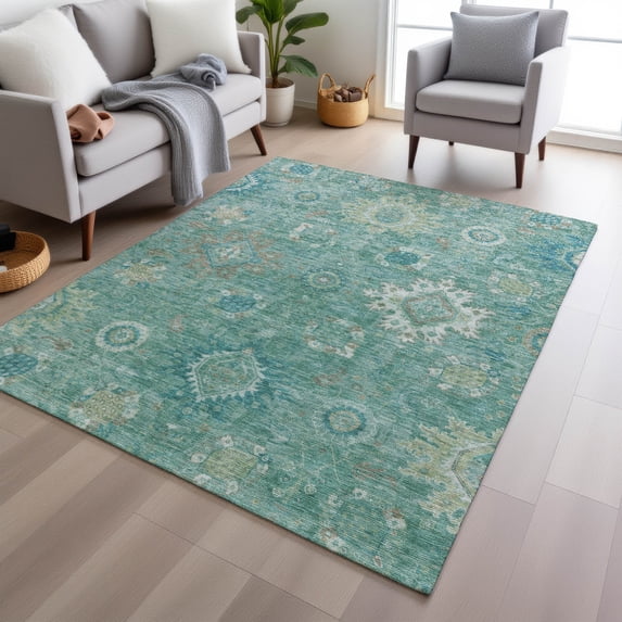 Addison Rugs Chantille Indoor/Outdoor Traditional Global Teal Machine Washable Rectangle Rug, 8' x 10'