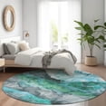 thumbnail image 1 of Addison Rugs Chantille Indoor/Outdoor Transitional Floral Teal Machine Washable Round Rug, 8' x 8', 1 of 7