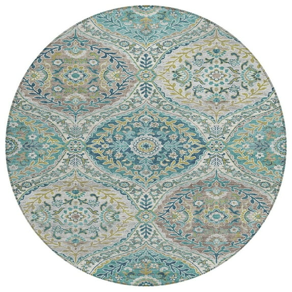 Dalyn Rugs Machine Washable Indoor/Outdoor Chantille Teal 8' x 8' Round Rug