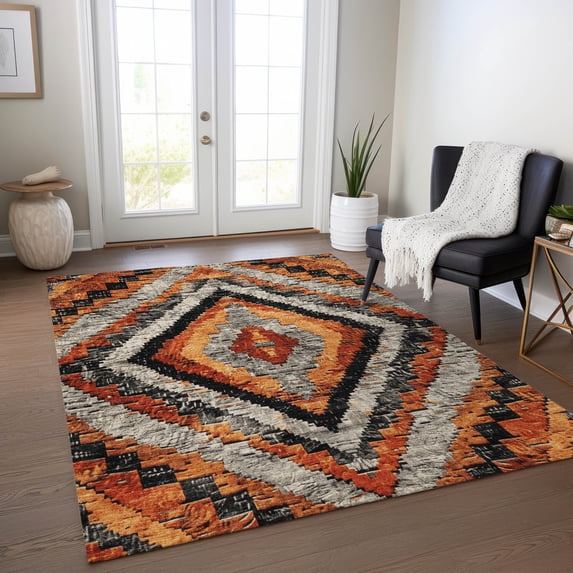 Addison Rugs Chantille Indoor/Outdoor Transitional Aztec Terracotta Machine Washable Rectangle Rug, 3' x 5'