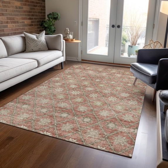 Addison Rugs Chantille Indoor/Outdoor Transitional Lattice Terracotta Machine Washable Rectangle Rug, 3' x 5'