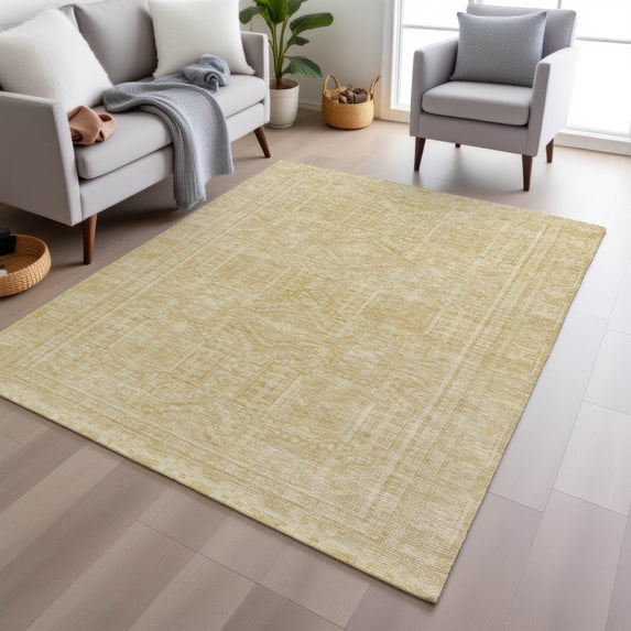 Addison Rugs Chantille Indoor/Outdoor Transitional Border Wheat Machine Washable Rectangle Rug, 9' x 12'