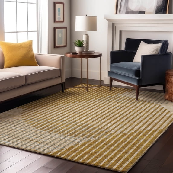 Addison Rugs Mayfield Premium Machine Washable Transitional Circles Gold Rectangle Rug, 9' x 12'