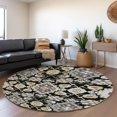 thumbnail image 1 of Addison Rugs Mayfield Premium Machine Washable Traditional Oriental Black Round Rug, 8' x 8', 1 of 5
