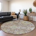 thumbnail image 1 of Addison Rugs Mayfield Premium Machine Washable Traditional Oriental Taupe Round Rug, 8' x 8', 1 of 5