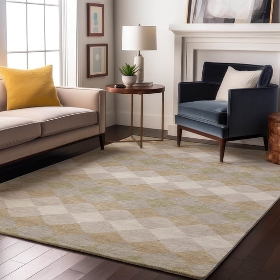 Addison Rugs Mayfield Premium Machine Washable Transitional Geometric Beige Rectangle Rug, 10' x 14'