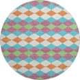 thumbnail image 1 of HomeRoots 679039 8 ft. Blush Green & Teal Geometric Washable Round Area Rug with UV Protection, 1 of 9