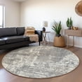 thumbnail image 1 of Addison Rugs Mayfield Premium Machine Washable Transitional Abstract Gray Round Rug, 8' x 8', 1 of 5