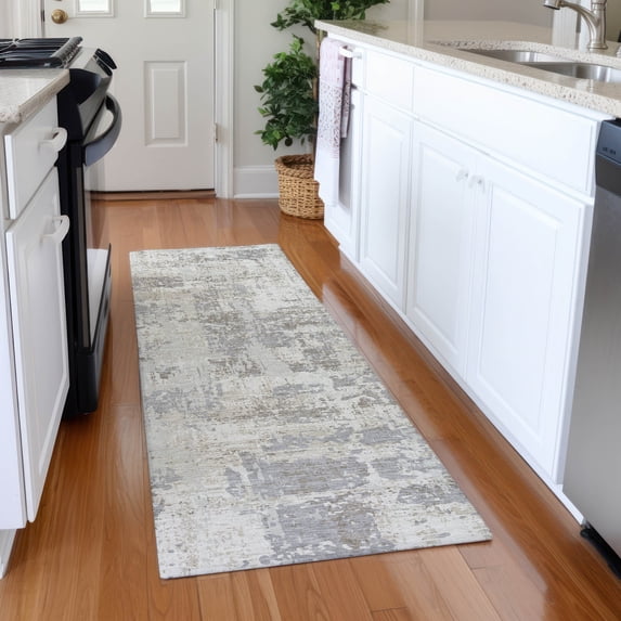 Addison Rugs Mayfield Premium Machine Washable Transitional Abstract Ivory Runner Rug, 2'3" x 7'6"